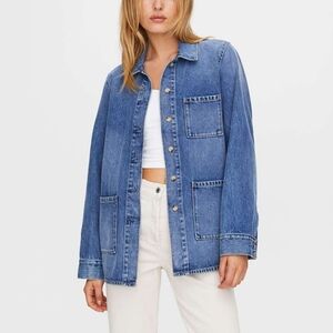 WILFRED Abigail Chore Denim Shacket Jean Jacket XS Medium Blue Aritzia